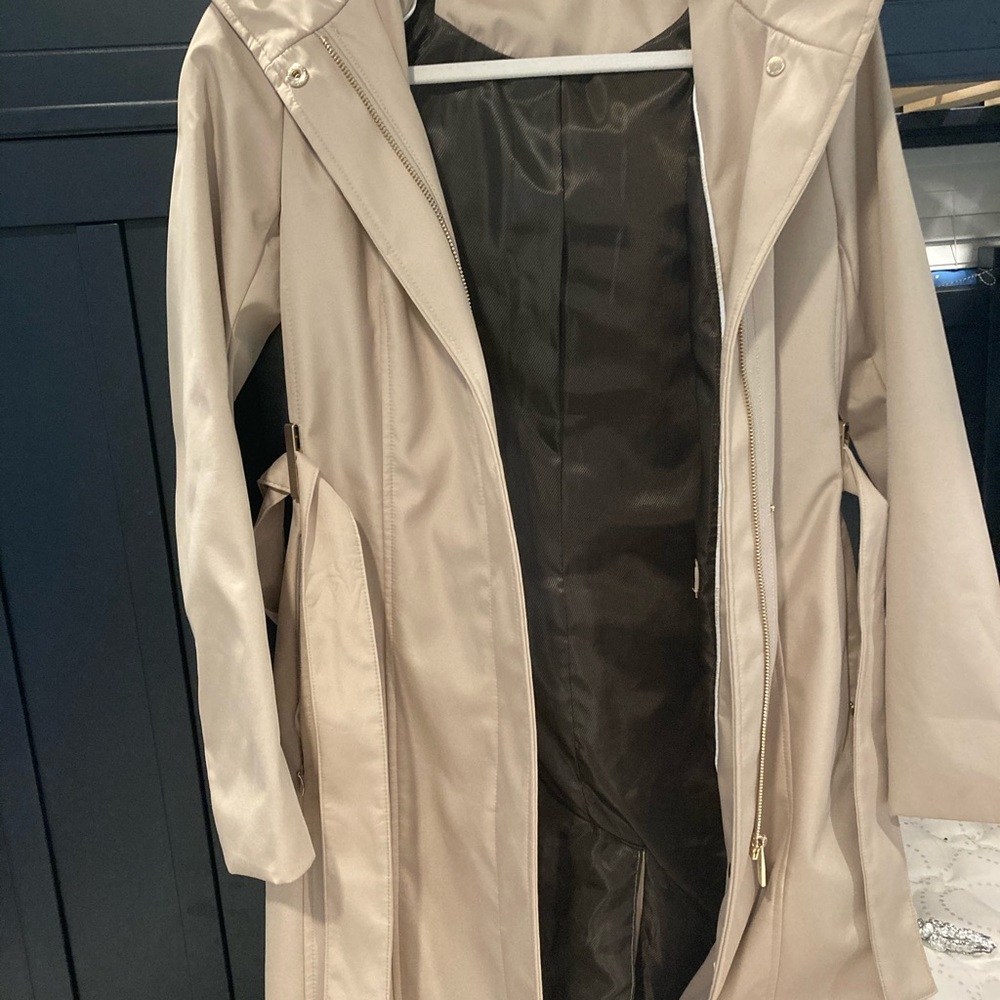 Calvin Klein Petite Hooded Belted Trench Coat PXXS